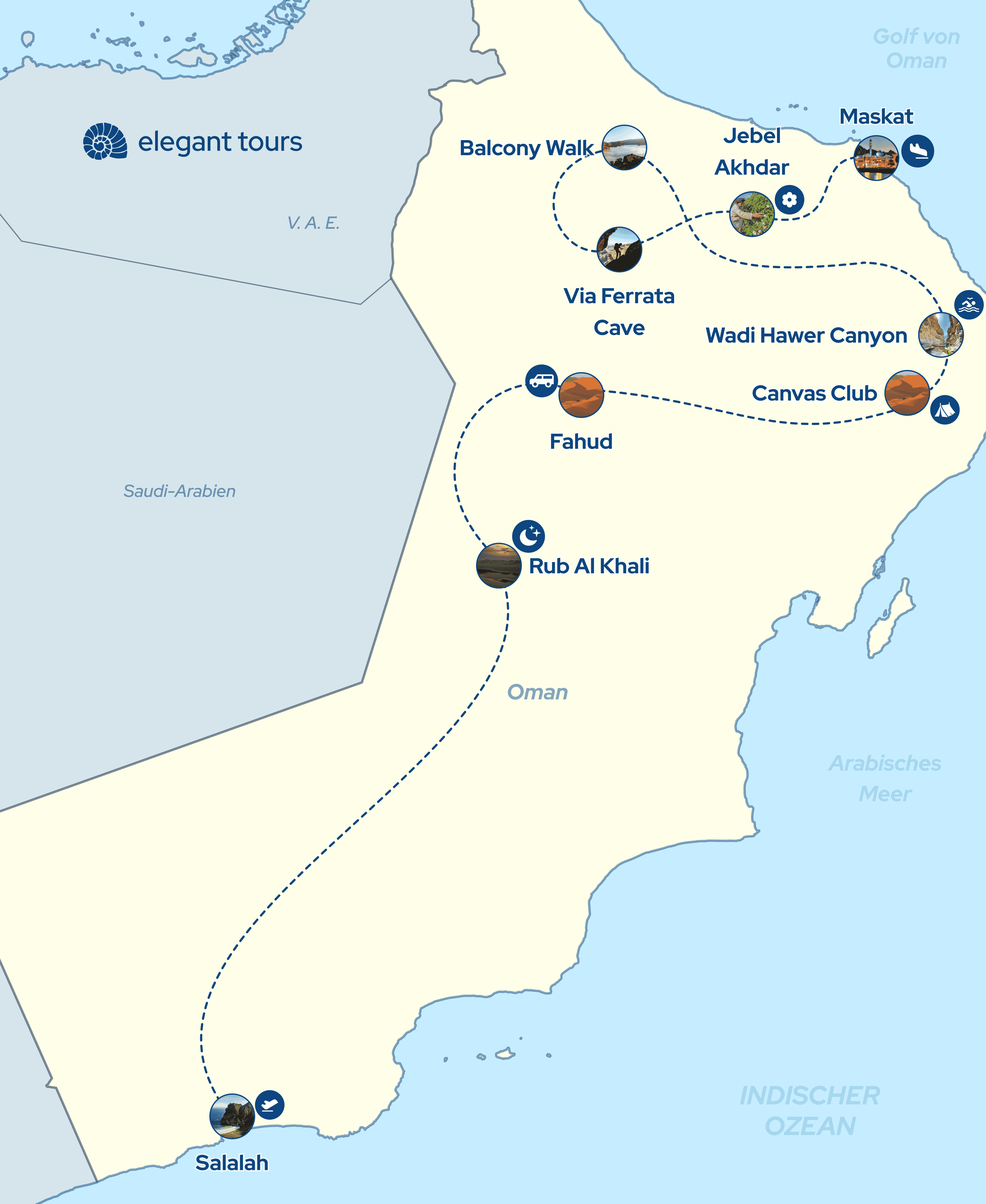 Die Oman-Expeditionskarte ab Maskat von Elegant Tours